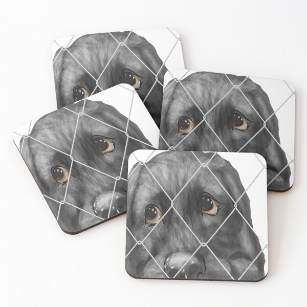 Item preview, Adopt a Dog with a Sad Lonely Dog Behind Metal Fence designed and sold by WearWolfDesigns.