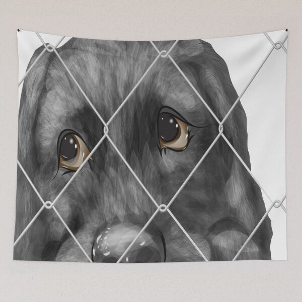 Item preview, Adopt a Dog with a Sad Lonely Dog Behind Metal Fence designed and sold by WearWolfDesigns.