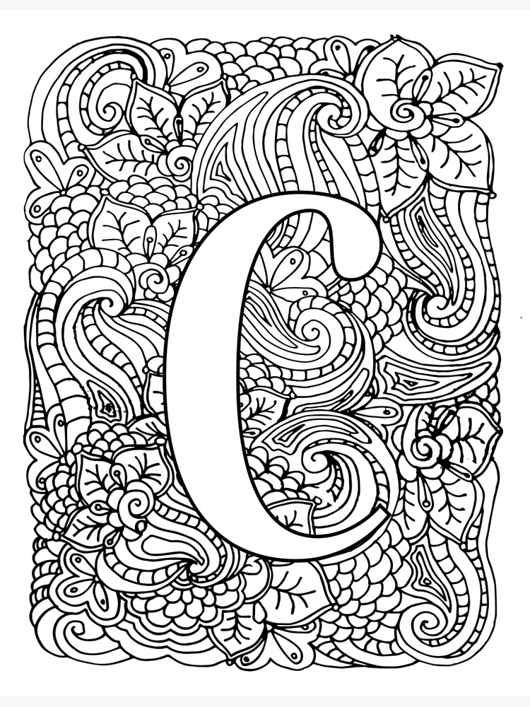 Impression montée for Sale avec l'œuvre « Coloriage adulte monogramme  lettre N » de l'artiste MamaSweetea