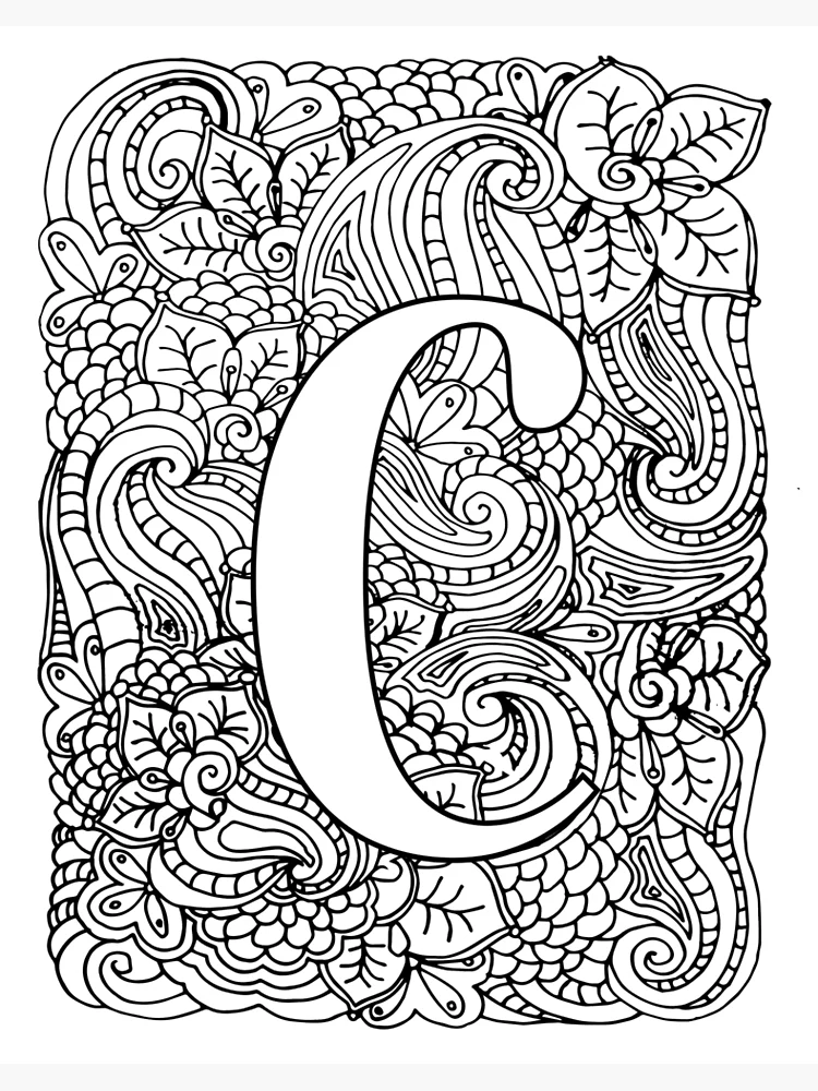 Impression rigide for Sale avec l'œuvre « Coloriage adulte monogramme  lettre N » de l'artiste MamaSweetea
