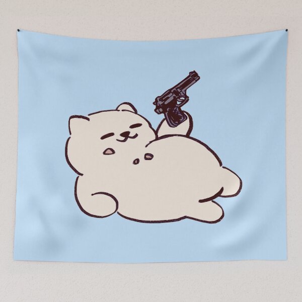 Item preview, I draw tubbs the cat holding a gun cursed meme designed and sold by RansRoom.