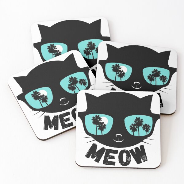 Item preview, Cool Black Cat Wearing Reflecting Sunglasses Tropical Vibes-Funny Cats designed and sold by Mary Maple.