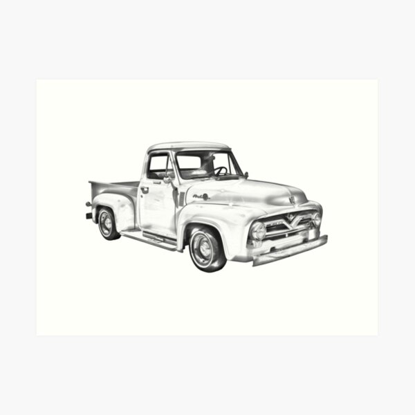 1955 F100 Ford Pickup Truck Illustration Art Print For Sale By