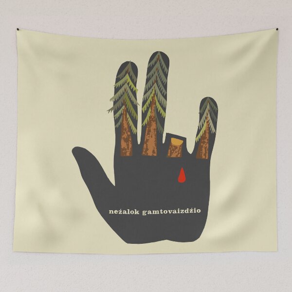 Item preview, Don't Hurt The Landscape - Soviet Propaganda, Lithuanian, Environmentalism, Climate Change, Save the Trees designed and sold by SpaceDogLaika.