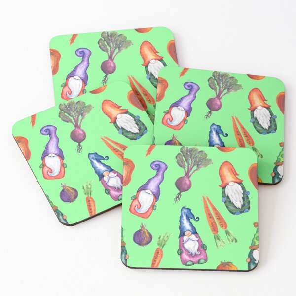Item preview, Watercolor Garden Gnomes Pattern Green designed and sold by Julie Erin Designs.