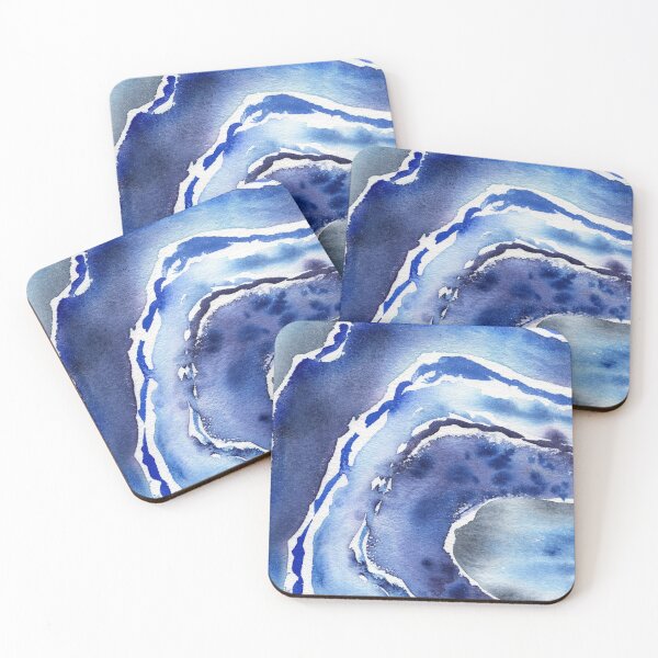 Artikelvorschau, Ultramarine und himmelblaue Bio-Aquarell-Meereswelle-Strand-Kunst I entworfen und verkauft von Irina Sztukowski.