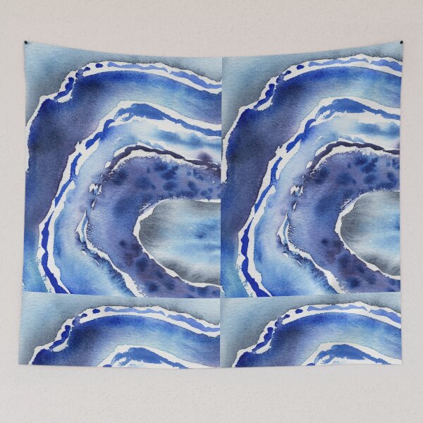 Item preview, Ultramarine And Sky Blue Organic Watercolor Sea Wave Beach Art I designed and sold by Irina Sztukowski.