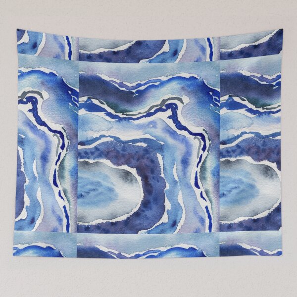 Item preview, Ultramarine And Sky Blue Organic Watercolor Sea Wave Beach Art II designed and sold by Irina Sztukowski.