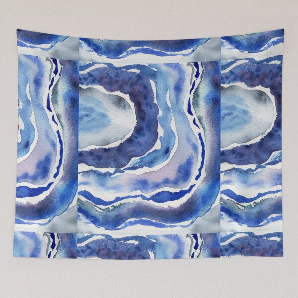 Item preview, Ultramarine And Sky Blue Organic Watercolor Sea Wave Beach Art III designed and sold by Irina Sztukowski.