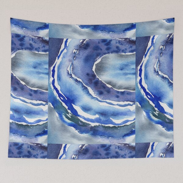 Item preview, Ultramarine And Sky Blue Organic Watercolor Sea Wave Beach Art IV designed and sold by Irina Sztukowski.
