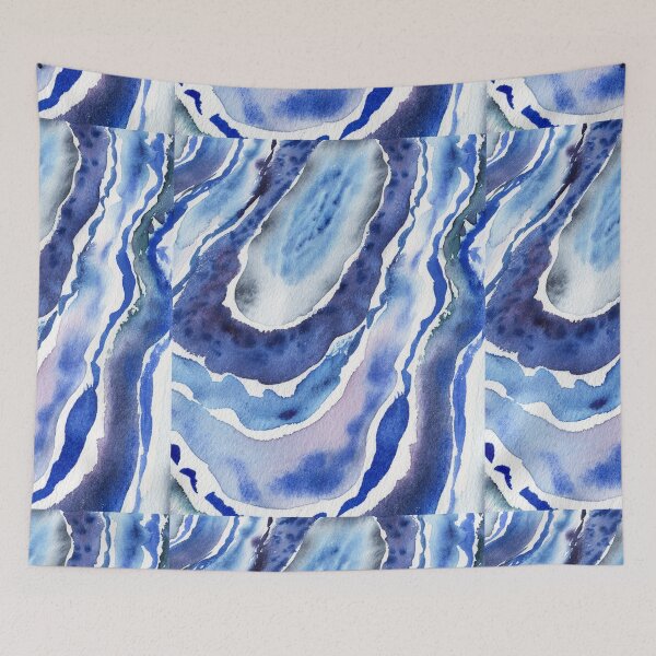 Item preview, Ultramarine And Sky Blue Organic Watercolor Sea Wave Beach Art V designed and sold by Irina Sztukowski.