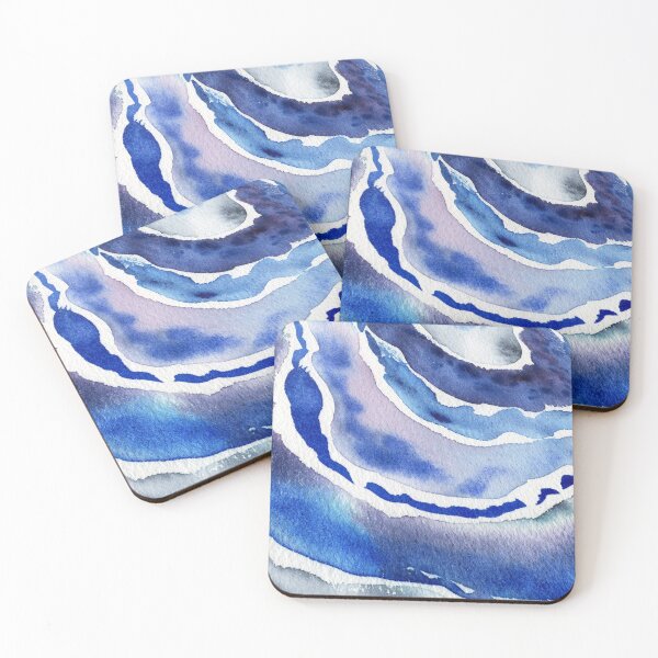 Item preview, Ultramarine And Sky Blue Organic Watercolor Sea Wave Beach Art VI designed and sold by Irina Sztukowski.