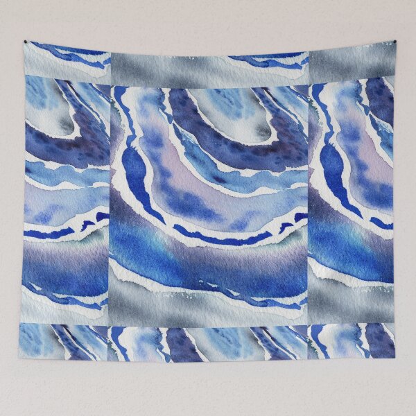 Item preview, Ultramarine And Sky Blue Organic Watercolor Sea Wave Beach Art VI designed and sold by Irina Sztukowski.