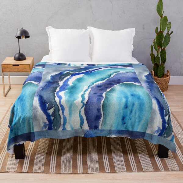 Item preview, Blue Lagoon Turquoise Sea Beach Ocean Wave Watercolor Abstract I designed and sold by Irina Sztukowski.