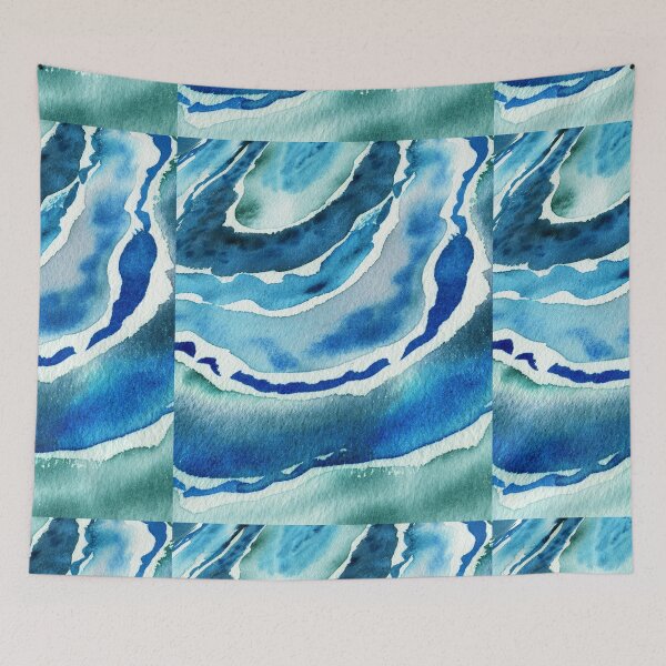 Item preview, Blue Lagoon Turquoise Teal Sea Beach Ocean Wave Watercolor Abstract V designed and sold by Irina Sztukowski.