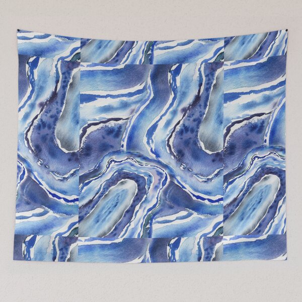Item preview, Ultramarine And Sky Blue Organic Watercolor Sea Wave Beach Art VII designed and sold by Irina Sztukowski.