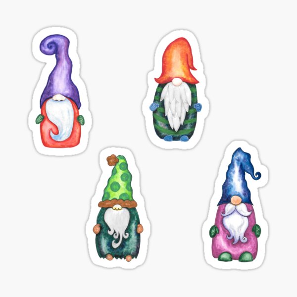 Watercolor Christmas Gnomes Set Sticker