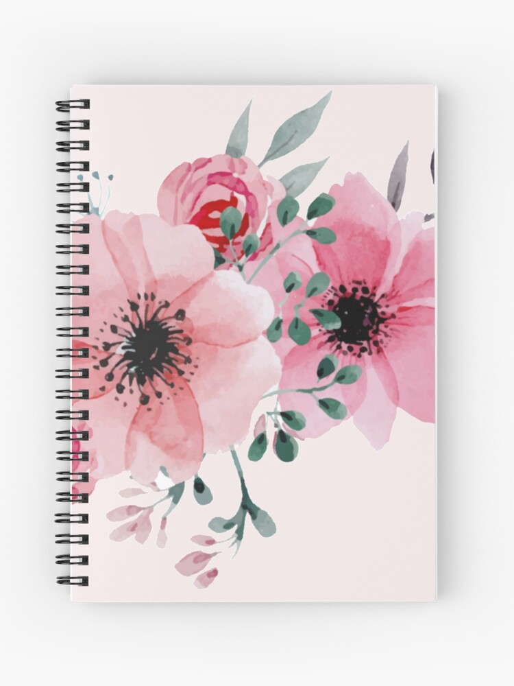 Cuaderno de espiral «Peonías Ramo Floral Acuarela Rosa» de DMRStudio |  Redbubble