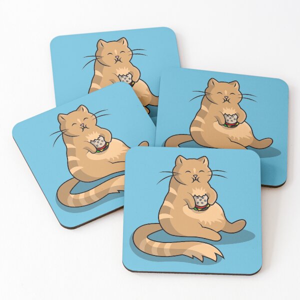 Item preview, Cute Fat Cat with Burger designed and sold by Jem Illustration.