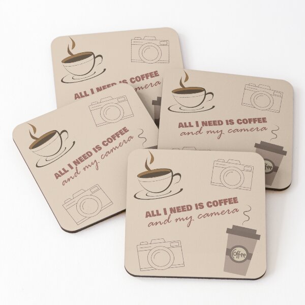 Item preview, all I need is coffee and my camera - coffee and camera - International coffee day - Gifts for coffee lovers - Funny coffee quotes designed and sold by Alice-Elgawi.