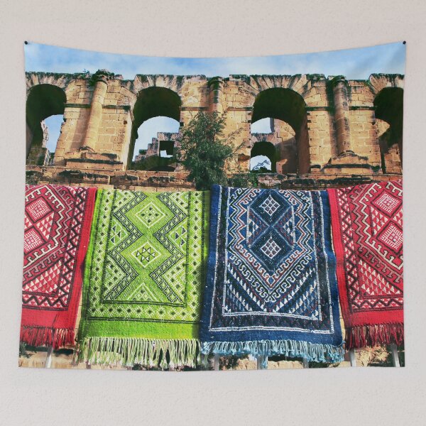 Item preview, Sale of carpets in the roman amphitheatre of El Jem designed and sold by Sara Sanchez PHOTO.