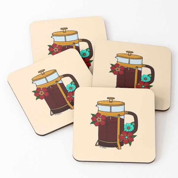 Item preview, French press American traditional flash tattoo designed and sold by hofdraws.