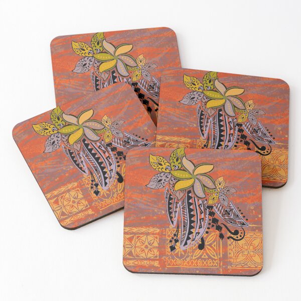 Artikelvorschau, Polynesisch-samoanischer Vintage-Orange-Tapa-Stammesdruck entworfen und verkauft von sunnthreads.