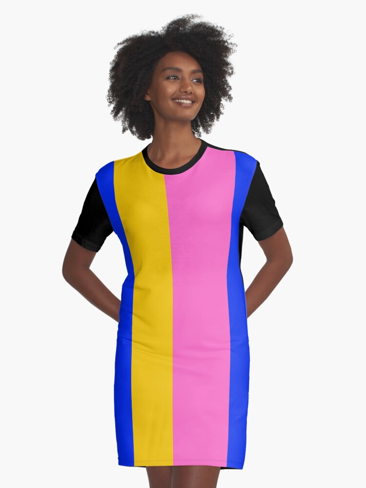 Yellow Royal Blue Pink Vertical Stripes\