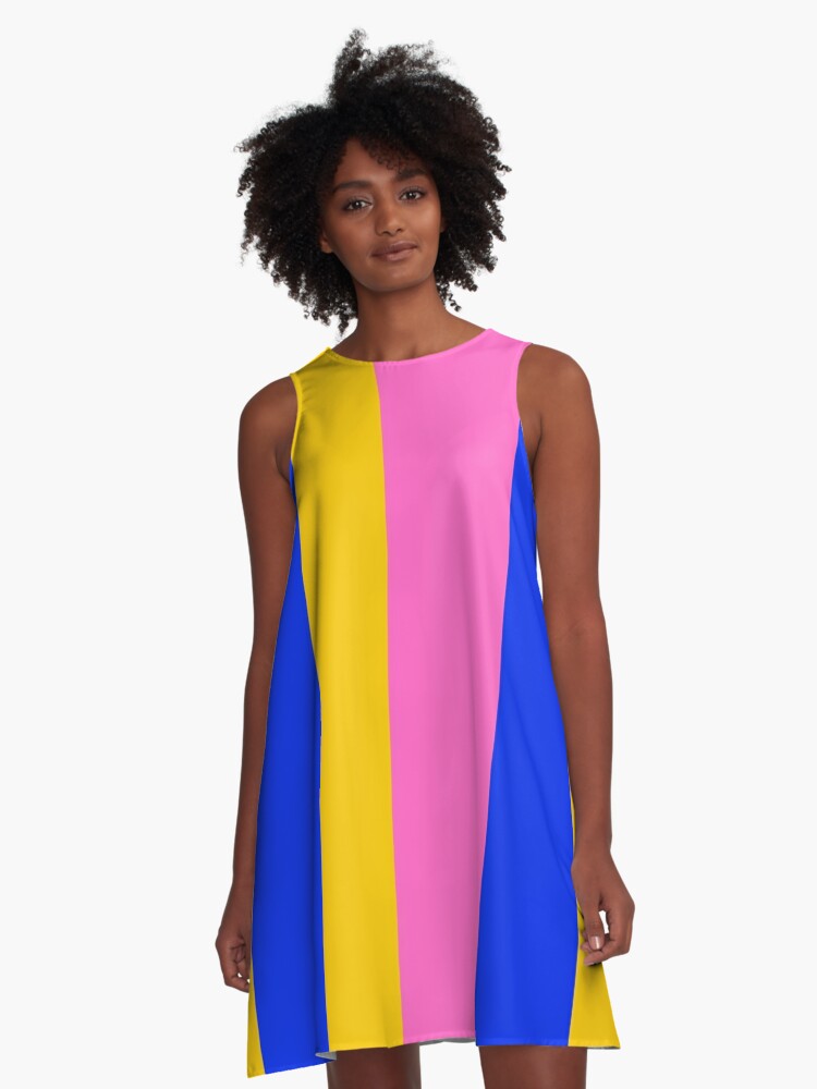 Yellow Royal Blue Pink Vertical Stripes\