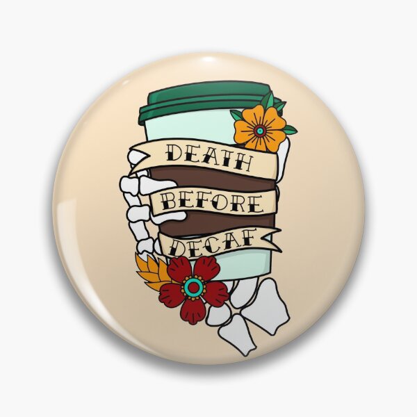 Item preview, Death before decaf American traditional flash tattoo designed and sold by hofdraws.