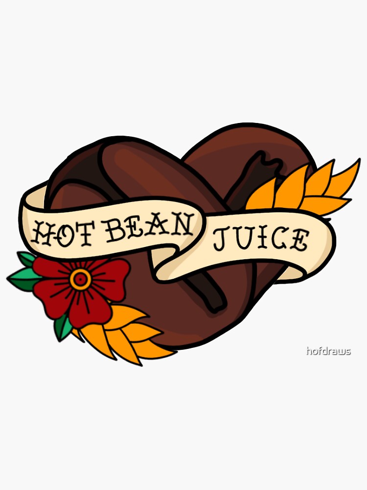 "Hot bean juice American traditional flash tattoo" Sticker for Sale by
