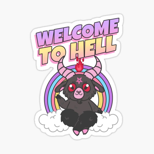 Welcome To Hell Neon Sign Sticker By Altapparel Redbubble