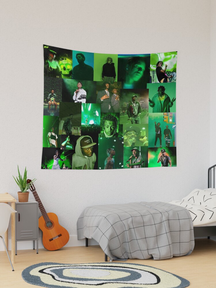 green rap collage Tapestry