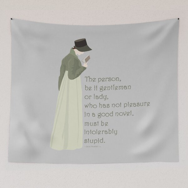 Item preview, A Good Novel - Regency Lady Jane Austen Quote designed and sold by MissBennett.