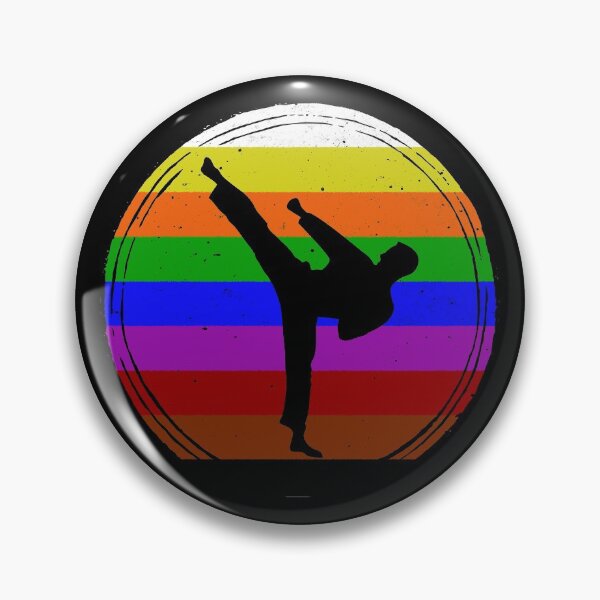 Item preview, Martial Arts High Kick With Rank Belt Colored Circular Background designed and sold by FunWearVM.