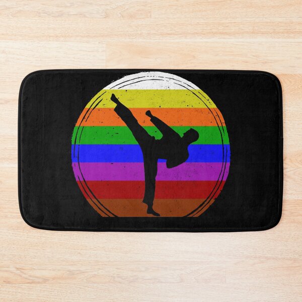 Item preview, Martial Arts High Kick With Rank Belt Colored Circular Background designed and sold by FunWearVM.