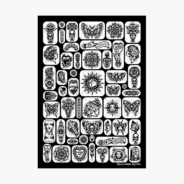 Aperçu de l'œuvre Tatouage traditionnel noir mignon et flash traditionnel créée et vendue par Ella Mobbs.