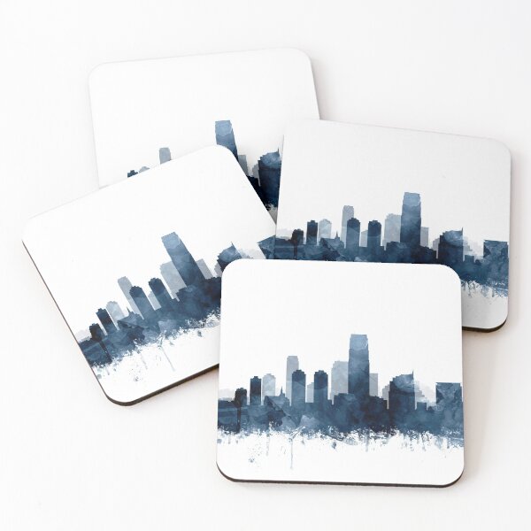 Item preview, Jersey City Skyline Watercolor Navy Blue by Zouzounio Art designed and sold by zouzounioart.