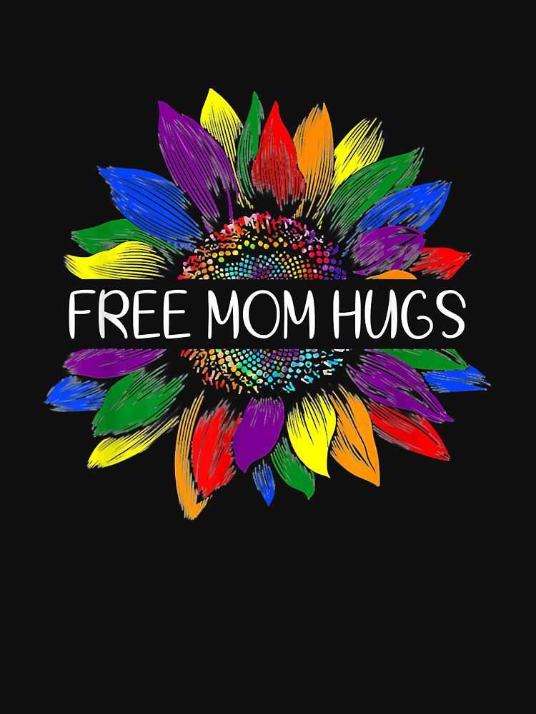 Disover Free Mom Hugs Gay Pride LGBT Daisy Rainbow Flower Hippie Classic T-Shirt
