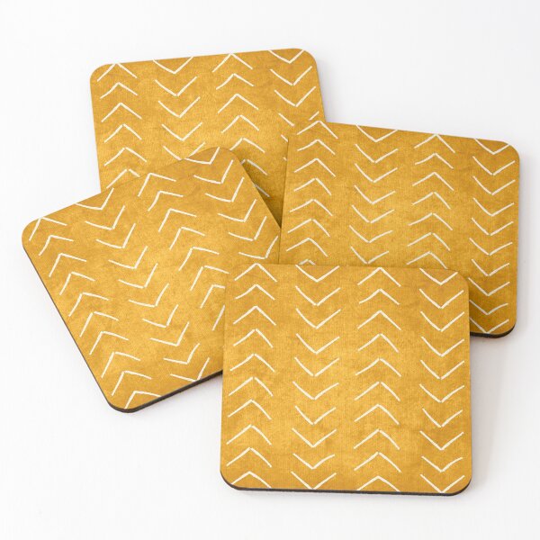 Item preview, African Mud Cloth Boho Arrows White and Mustard designed and sold by TheCozyCottage.
