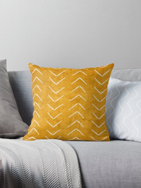 Aperçu de l'œuvre Boue Africaine Boho Flèches Blanc et Moutarde créée et vendue par TheCozyCottage.