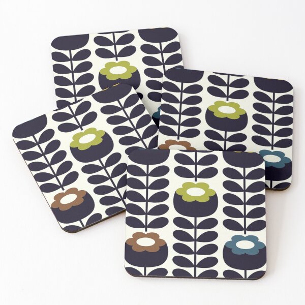 colorful flowers multi stem design Coasters (Set of 4)