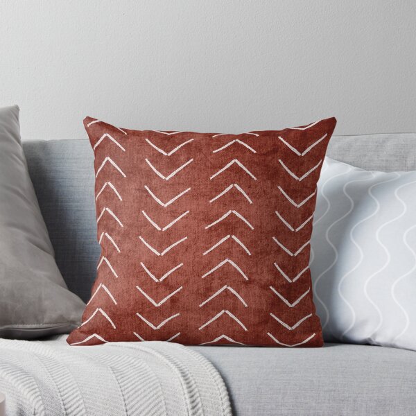 Aperçu de l'œuvre Boue Africaine Tissu Boho Flèches Blanc et Rouille Terre Cuite créée et vendue par TheCozyCottage.