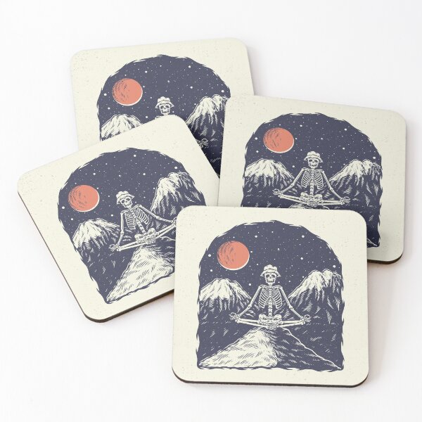 Item preview, Hand Drawing Illustration Skeleton Skull Concept from Skeleton Yoga with Background Mountain Night designed and sold by Peekonet.