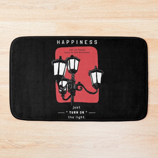 Item preview, Happiness Slogan with Vintage Street Lamp Black Background designed and sold by Peekonet.