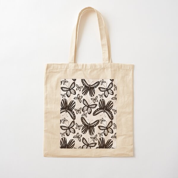 Folkart Butterfly Monarch - Black & White Cotton Tote Bag