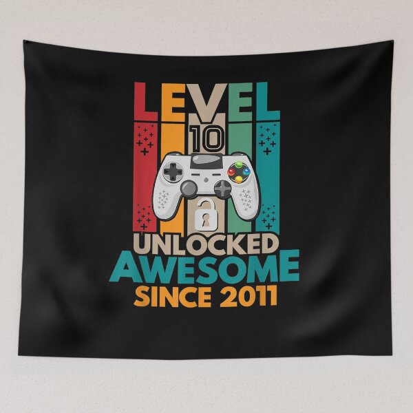 Item preview, Level 10 Unlocked Awesome 2011 10th Birthday Gift For Gamer  designed and sold by avareid3.