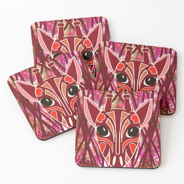 Item preview, Red African giraffe mask designed and sold by Ruthanndesigns.