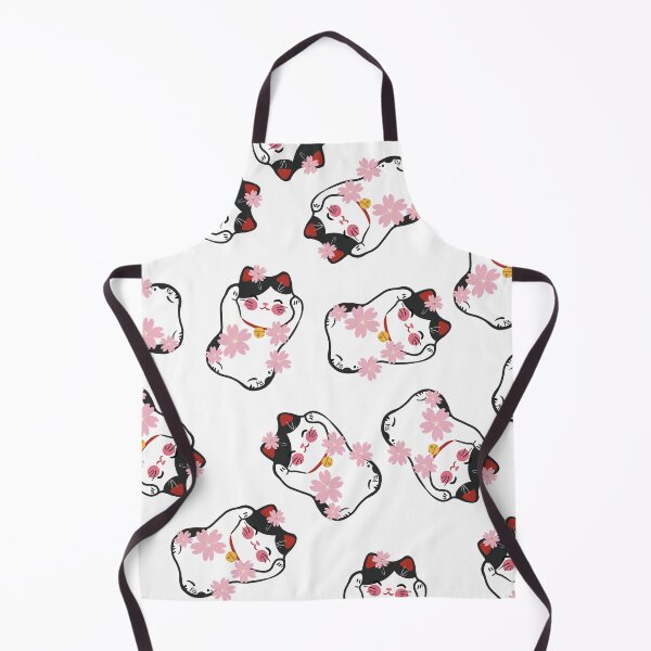 Dark Grey Lucky Cat Pattern Apron