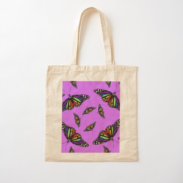 Realistic Rainbow Monarch Butterfly - Lilac Purple Cotton Tote Bag